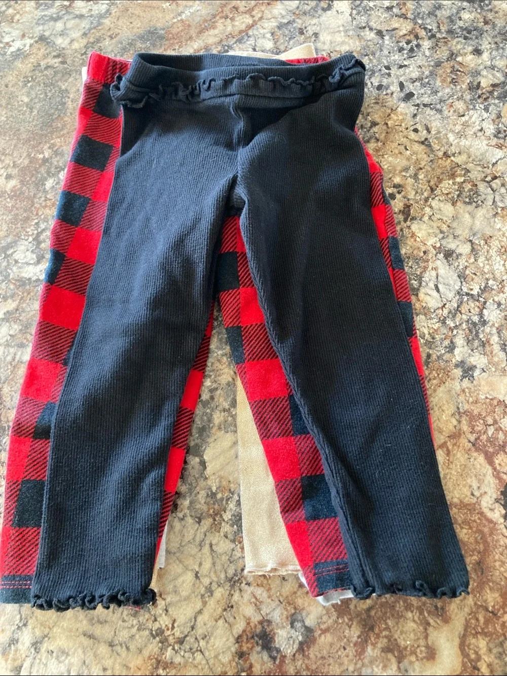 Girl pants Leggings 4-Pack – Black, Gold, Gray & Red Buffalo Plaid